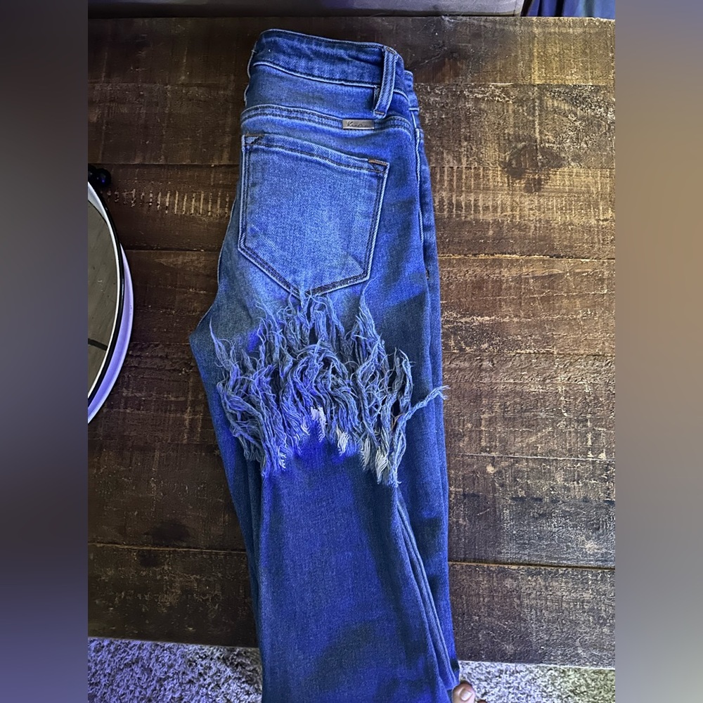 Kancan fringe ankle skinny jeans